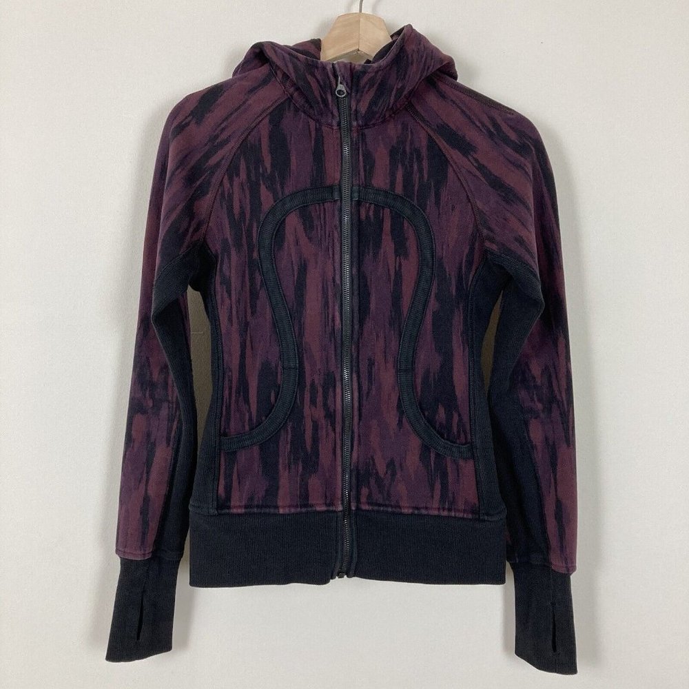 Lululemon Women's Scuba Hoodie Size 4 Rare Print Multi Purple Black Vintage Y2K